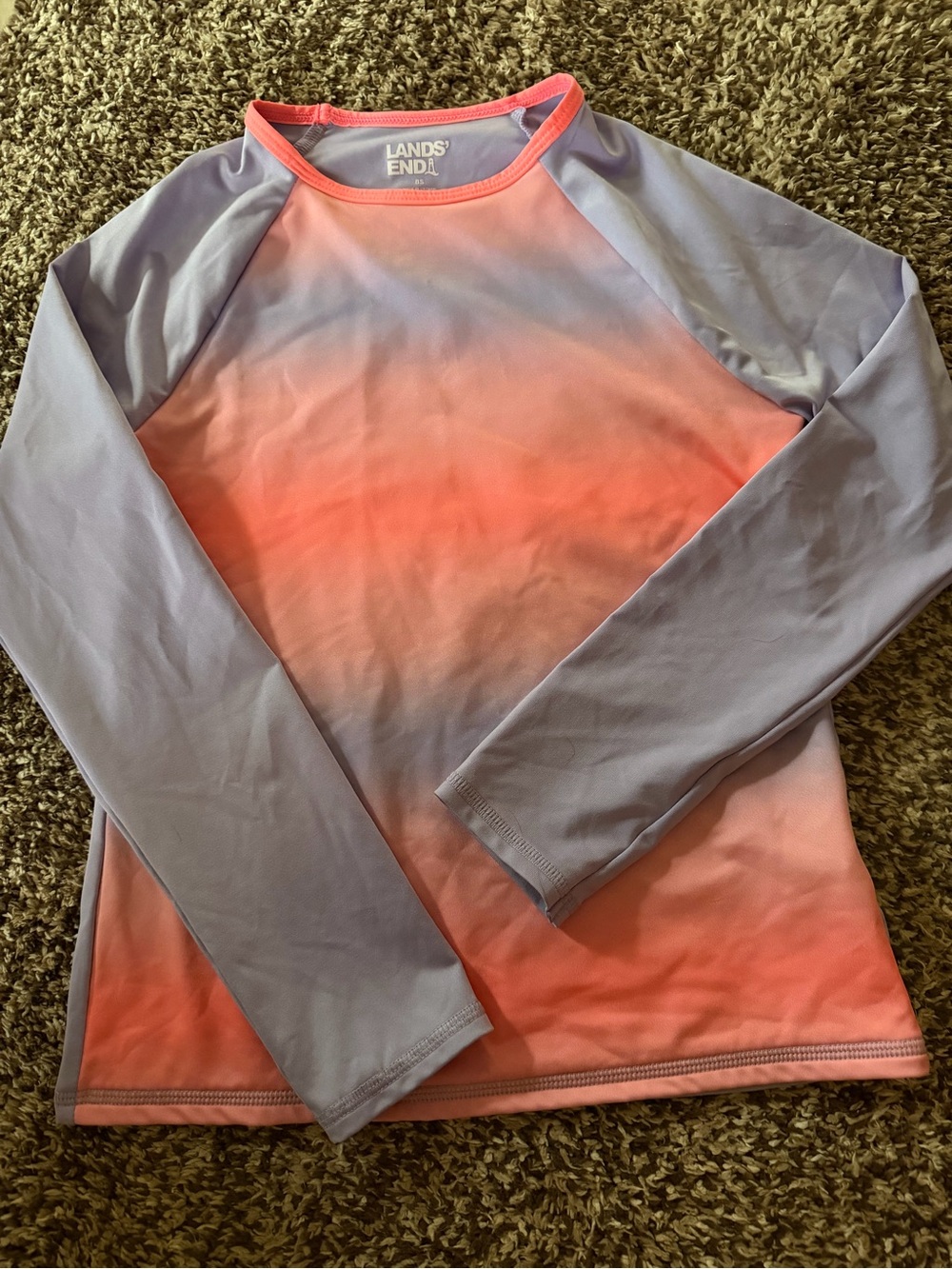 Lands' End Girls' Ombre Rash Guard - Coral & Lavender